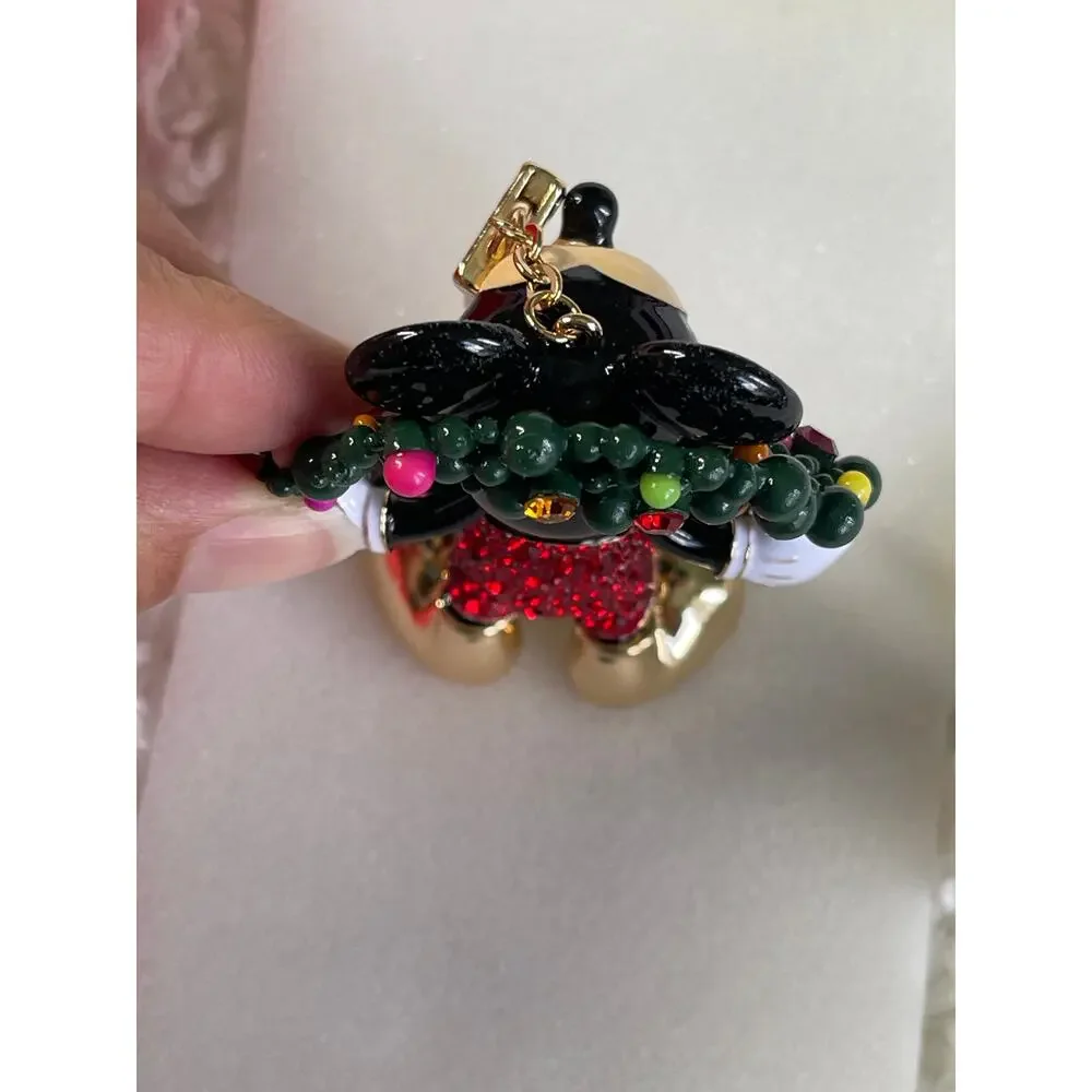 Disney BaubleBar Mickey Mouse Christmas Wreath Bag Charm Keychain Holiday NEW